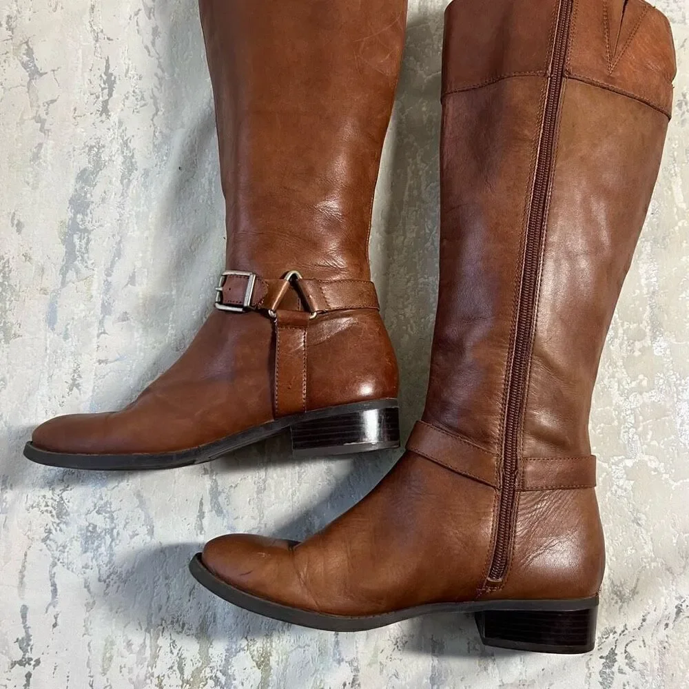 INC International Concepts British tan Leather Riding Boots